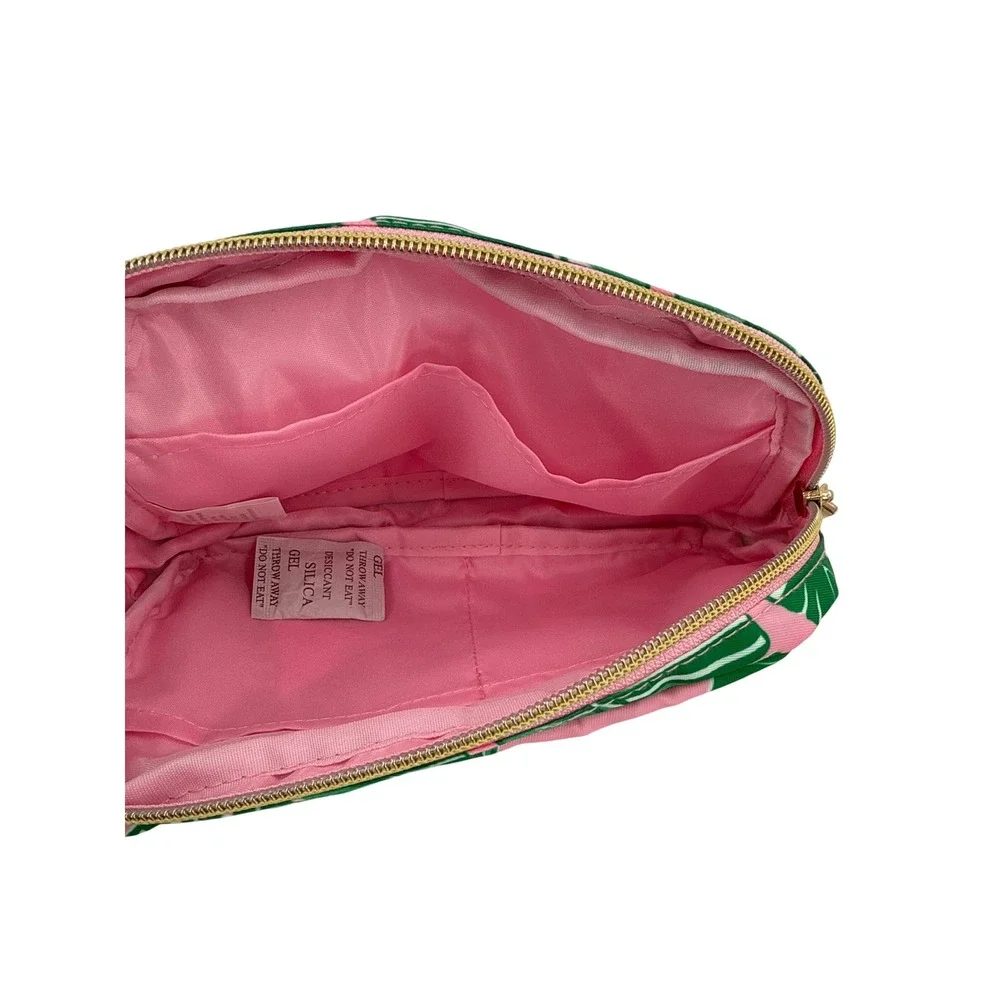 Lilly Pulitzer Cross Body Bag Pouch Palm Leaf Print‎ Pink Green Gold Zipper NEW
